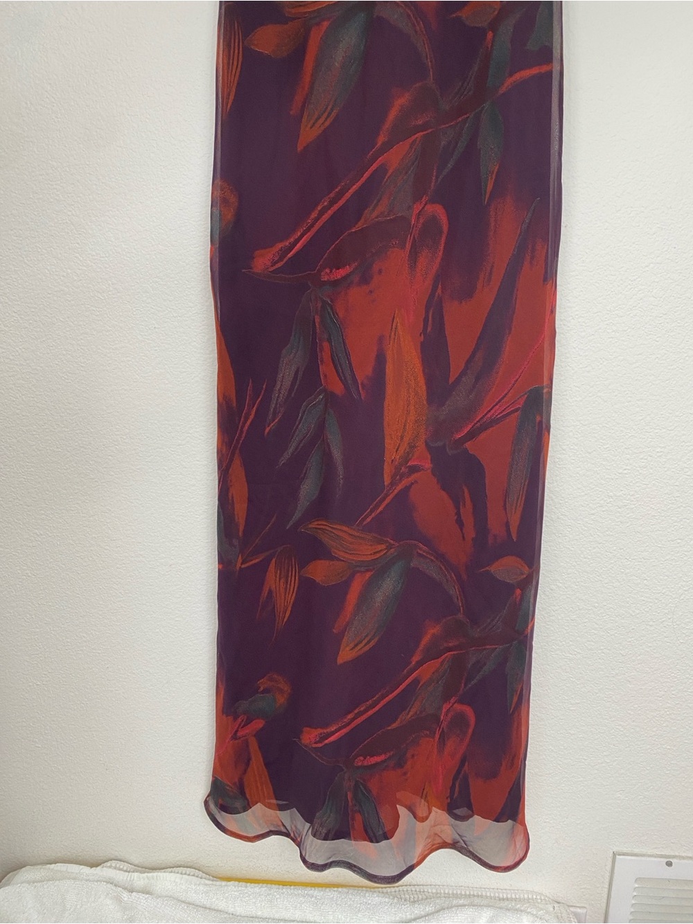 Vintage Womens Georgiou Studio Plum Red Watercolor Leaf Slip Dress Size 4 Girly - Picture 4 of 11